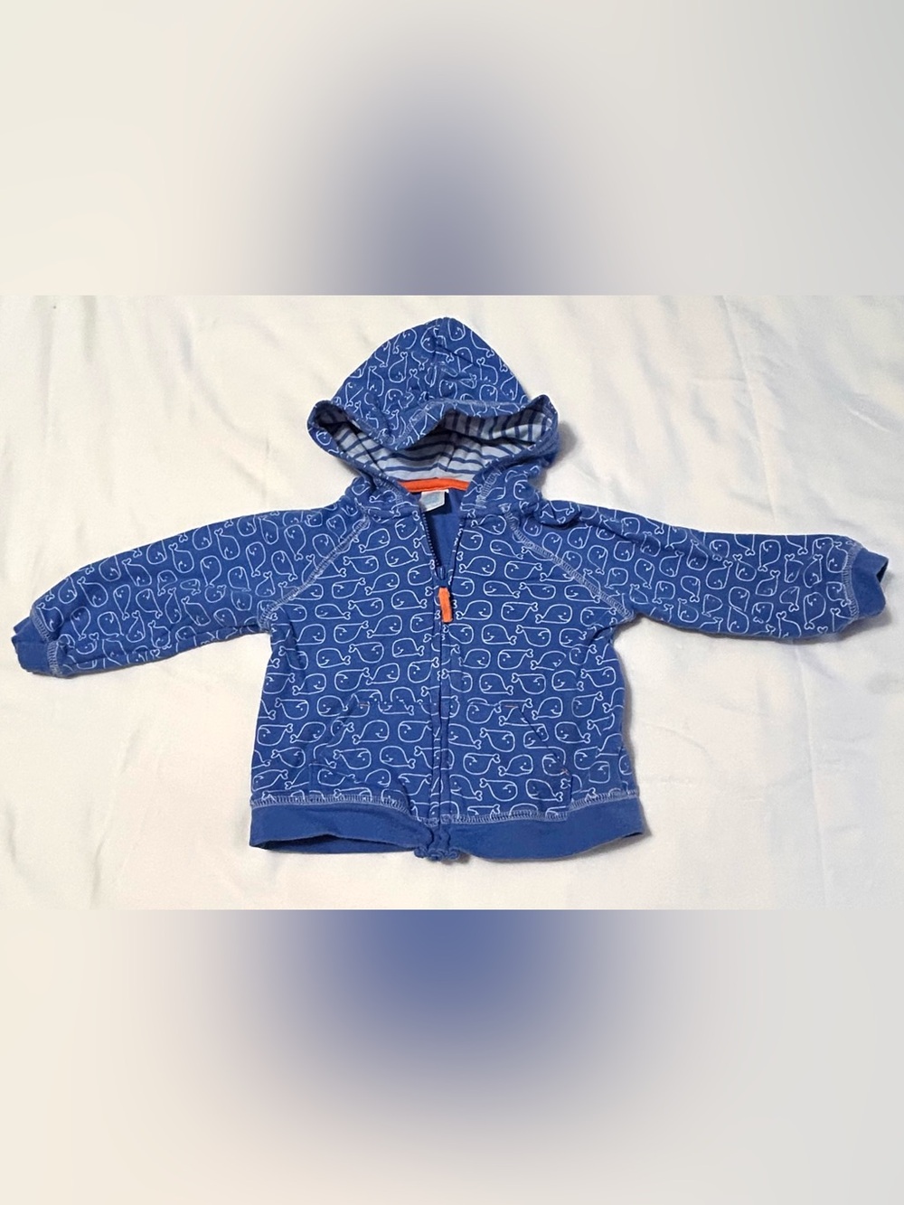 Carter’s 12 Month (9-12 month) Blue Whale-Print Hooded Zip up Sweatshirt
